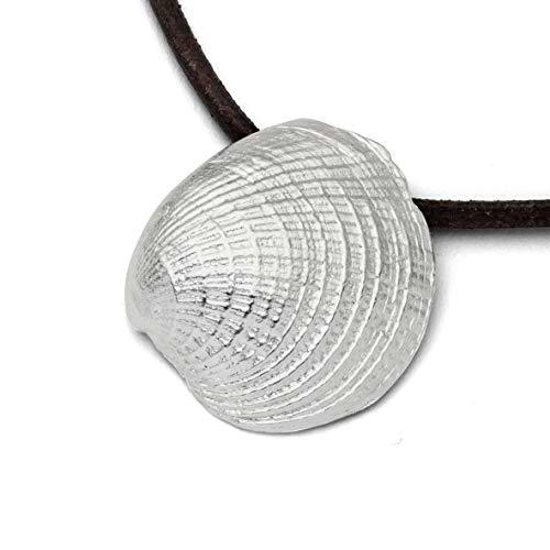 DUR Colgante de berberecho para mujer con plata de ley 925 en color plata