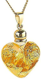 Somikon Colgante de corazón de cristal con hoja de oro de 23 K