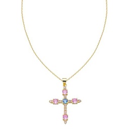 Duran Exquse-Colgante Pretty cruz con formas y con circonitas multicolors