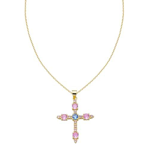 Duran Exquse-Colgante Pretty cruz con formas y con circonitas multicolors