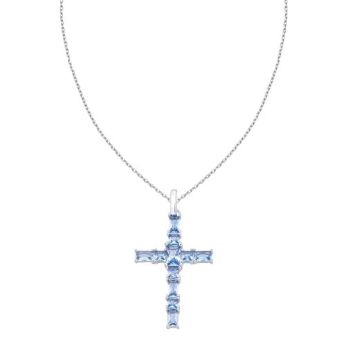 Duran Exquse-Colgante Pretty cruz con circonitas color aqua