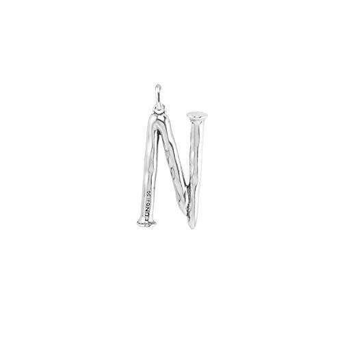 UNO de 50 Colgante bañado en plata de ley de letra N