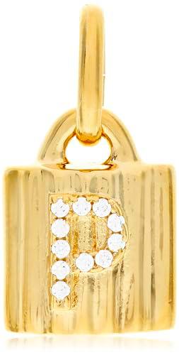 UNOde50 | Colgante | Charm Candado Bañado en Oro 18K | Letra de Topacios P | Abecedario | Joya Artesanal | Hecho en España
