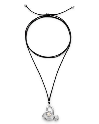 UNOde50 | Colgante | Bañado en Plata de Ley | Cordon Efecto Seda | Corazon Con Cristal | Joya Artesanal | Hecho en España