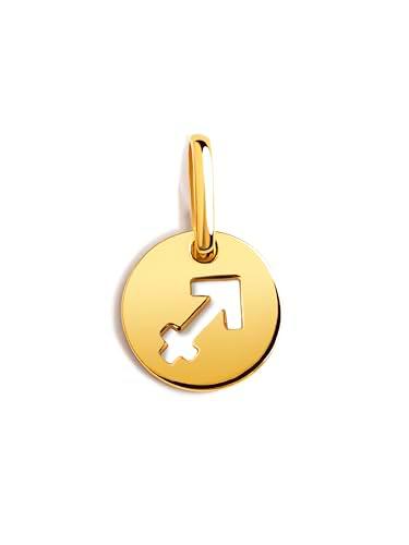 SINGULARU - Charm Mini Medallion Zodiaco. Colgante en Plata de Ley con Acabado Baño de Oro de 18Kt