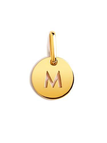 SINGULARU - Mini Medallion Letter. Colgante Inicial en Plata de Ley 925 con Acabado Baño de Oro de 18 Kt