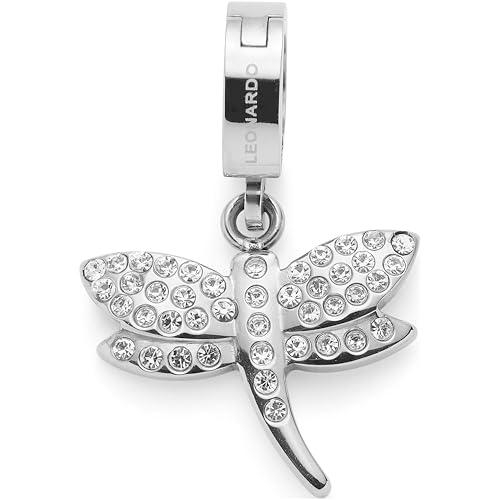 JEWELS BY LEONARDO Colgante Clip &amp; Mix Elisabeth • Colgante de cadena de acero inoxidable plateado • Libélula estilizada con su adorno pavé • Regalo de joyas para mujeres • 024965