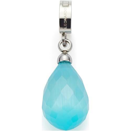 JEWELS BY LEONARDO Colgante Clip &amp; Mix Lizzy • Colgante de cadena de acero inoxidable plateado • Diseño de ojo de gato azul pastel • Joyas regalo para mujeres • 024969