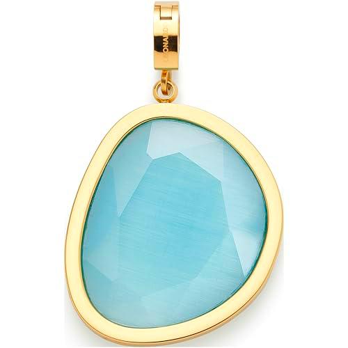 JEWELS BY LEONARDO Colgante Clip &amp; Mix Bonny • Cadena colgante de acero inoxidable dorado • Catseye en turquesa transparente • Regalo de joyas para mujer • 024948