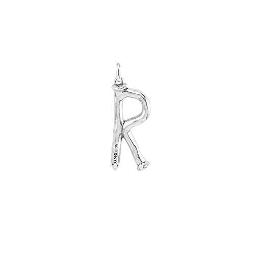UNO de 50 Colgante bañado en plata de ley de letra R