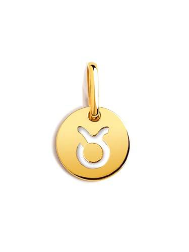 SINGULARU - Charm Mini Medallion Zodiaco. Colgante en Plata de Ley con Acabado Baño de Oro de 18Kt