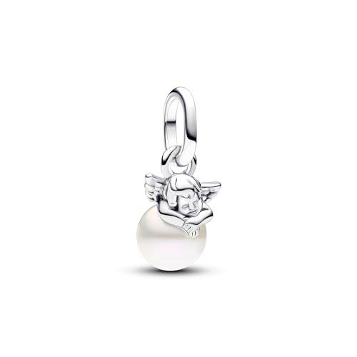 PANDORA ME Colgante mini con diseño de ángel Cupido de plata de ley con perla cultivada de agua dulce tratada