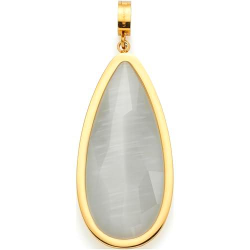 JEWELS BY LEONARDO Colgante Clip &amp; Mix Jessy • Cadena colgante de acero inoxidable dorado • Catseye en forma de gota alargada • Regalo de joyas para mujeres • 024940