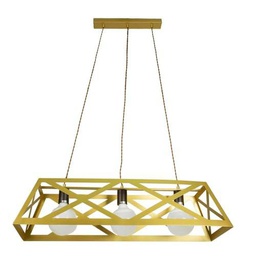 Colgante Rectangular 3xe27 Oro, Medidas 85x30 cm, Ideal para iluminar espacios y dar un toque decorativo elegante.