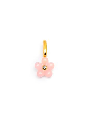 SINGULARU - Charm Flower Pink. Plata de Ley con Baño en Oro de 18 Kt
