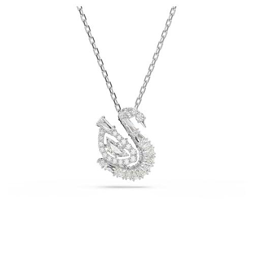 Swarovski Colgante de cisne, blanco, Rodium chapado