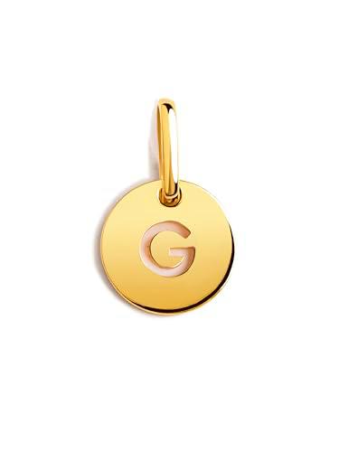 SINGULARU - Mini Medallion Letter. Colgante Inicial en Plata de Ley 925 con Acabado Baño de Oro de 18 Kt
