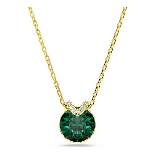Swarovski Colgante Bella V, Talla redonda, Verde, Baño tono oro