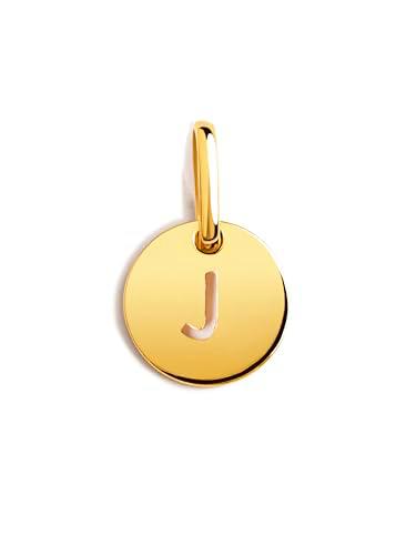 SINGULARU - Mini Medallion Letter. Colgante Inicial en Plata de Ley 925 con Acabado Baño de Oro de 18 Kt