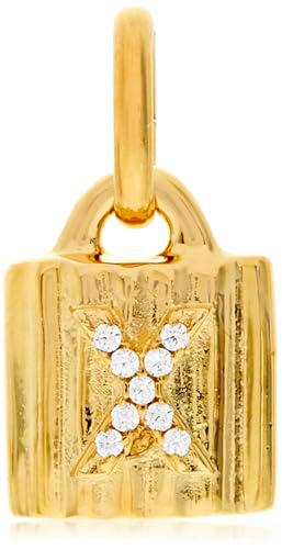 UNO de 50 Candado Aleación De Metales Bañados En Oro 18K Personalizable Con Letra De Topacios X