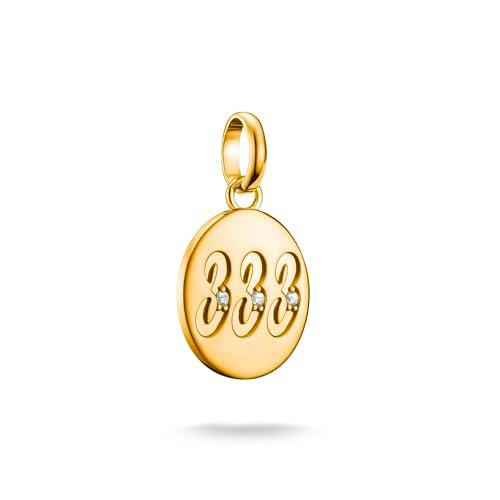 Thomas Sabo Charm Club Connect CC1250-414-14 - Colgante con número de ángel 333 con piedras chapado en oro de 18 quilates