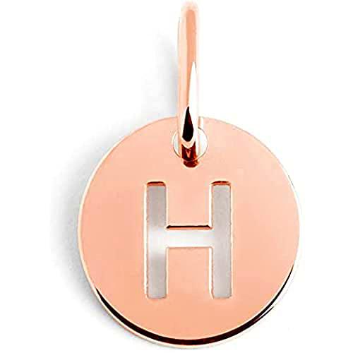 SINGULARU - Mini Medallion Letter. Colgante Inicial en Plata de Ley 925 con Acabado Baño de Oro Rosa de 18 Kt