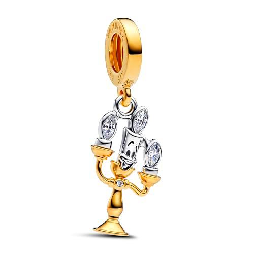 PANDORA Colgante de estrella fugaz brillante de plata de ley con aleación de metal chapado en oro de 14 quilates y circonitas