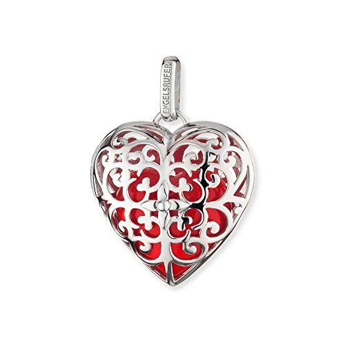 Engelsrufer corazón colgante para mujer plata 925 con forma de corazón rojo campana 29 mm