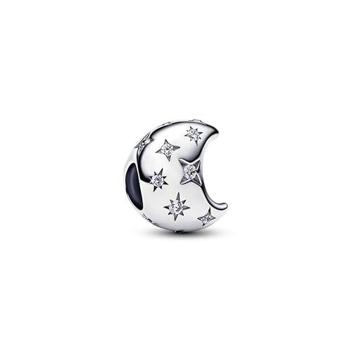 PANDORA Moments 794254C01 - Abalorio de luna creciente (plata de ley con circonita