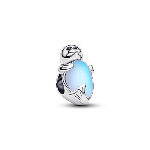 PANDORA Moments 794146C01 - Colgante de plata de ley con cristal artificial y piedra lunar