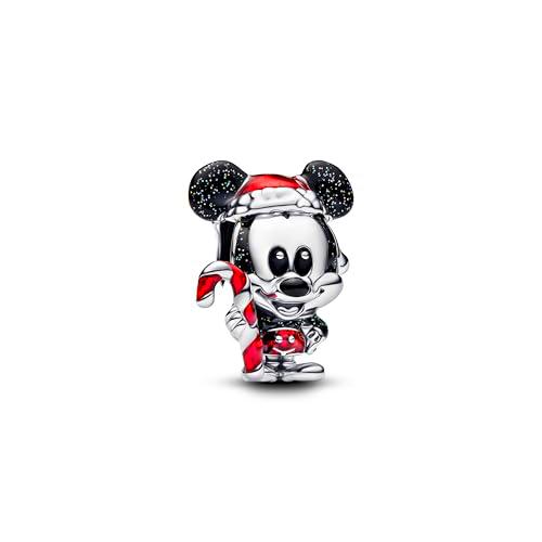 PANDORA Moments 794217C01 - Abalorio navideño de Mickey Mouse de Disney en plata de ley compatible con Moments