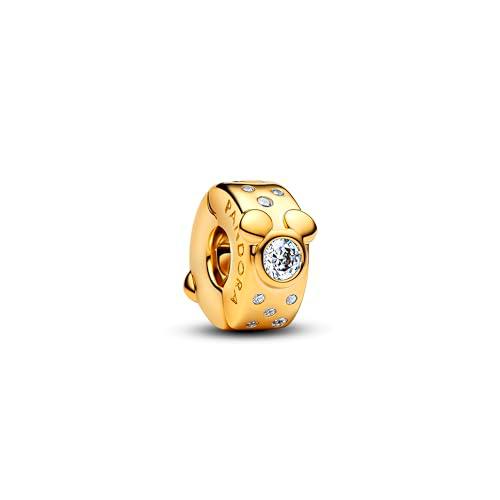 PANDORA Moments 764130C01 - Abalorio de clip con diseño de Mickey y Minnie Mouse con aleación de metal chapado en oro de 14 quilates y circonitas