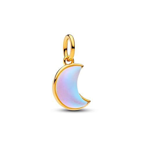 PANDORA Moments 764275C01 - Colgante de luna creciente con aleación de metal chapado en oro de 14 quilates y circonitas