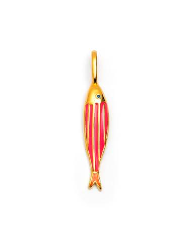 SINGULARU - Charm Seaglow Fish. Latón con Baño en Oro de 18 Kt y Enamel