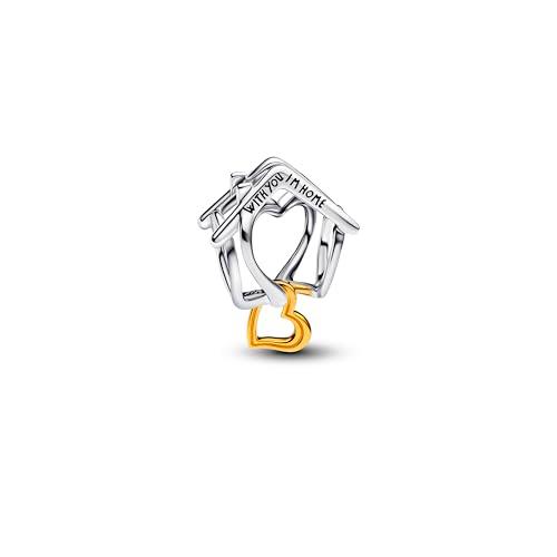 PANDORA Moments 764145C00 - Abalorio de plata de ley con chapado en oro de 14 quilates compatible con Moments