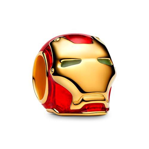 PANDORA Moments Marvel 764213C01 - Colgante para casco de Iron Man con aleación de metal chapada en oro de 14 quilates compatible con Moments