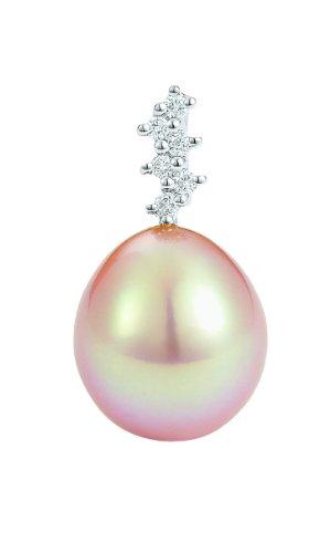 Adriana Freshwater Premiums - Colgante de oro blanco de 14 quilates con perla (.05)