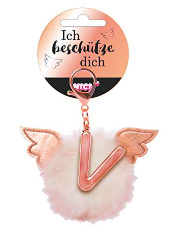 NICI- Colgante pompón de Ángel, Letra V, Color Blanco (46990)
