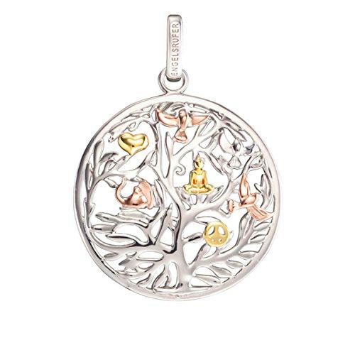 Engelsrufer árbol de la vida colgante para las mujeres tricolor plata 925 Sterling de rosa y amarillo 33 mm chapado en oro