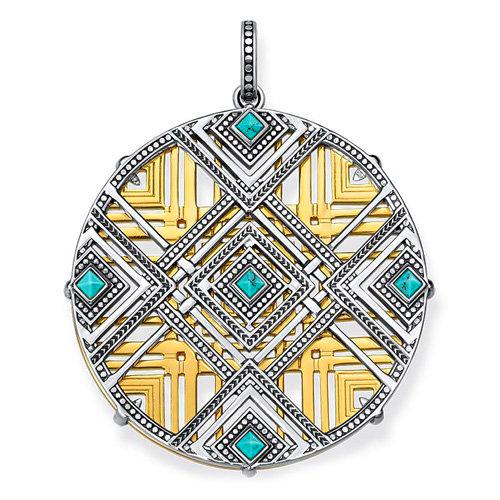 Thomas Sabo "África de Adornos de Navidad de Oro Chapado en Oro Amarillo/ennegrecido/simulado Turquesa Colgante