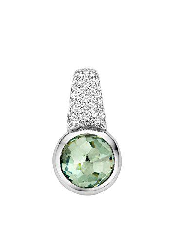 Ti Sento Milano Mujer Plata de Ley (925/1000) Chapado en rodio Plata Redondo Verde Cristal circonita FASHIONNECKLACEBRACELETANKLET