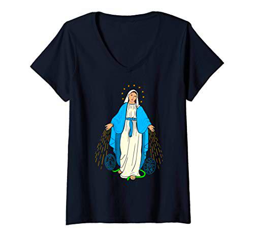 Mujer Virgen Medalla Milagrosa - Señora de la Medalla Milagrosa Camiseta Cuello V