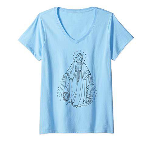 Mujer Virgen Medalla Milagrosa - Señora de la Medalla Milagrosa Camiseta Cuello V