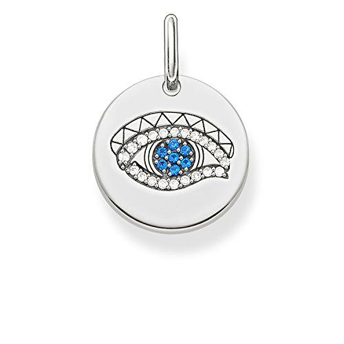 Thomas Sabo - Colgante "Ojo de Disco de Horus" Mujer Plata de Ley 925 plata,Azul con Circonitas Blancas Espinela